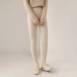 Women's Ribbed Wool Leggings – High-Waisted Winter Comfort