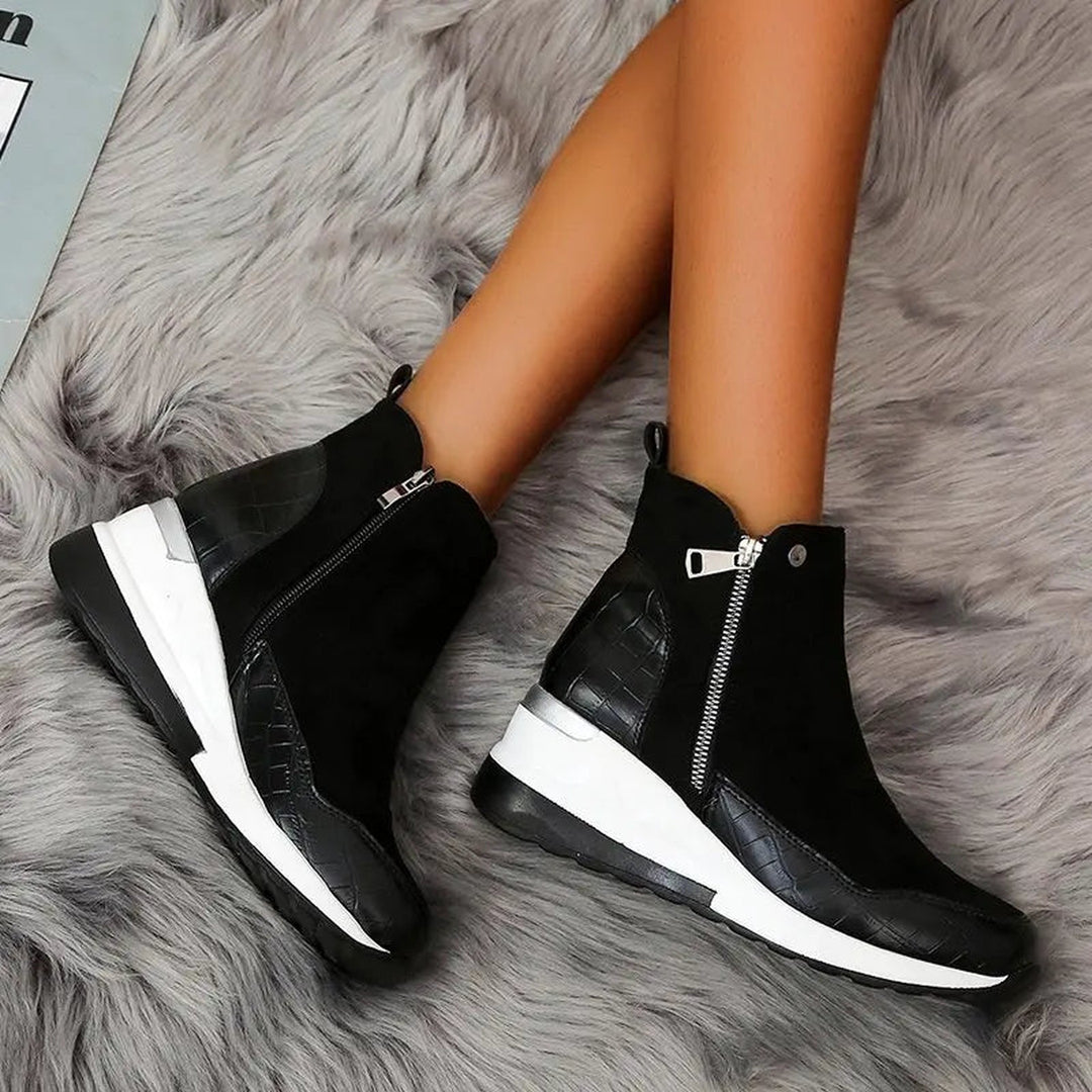 Women's Textured Wedge Boots – Side-Zip Comfort for All Day – view 4