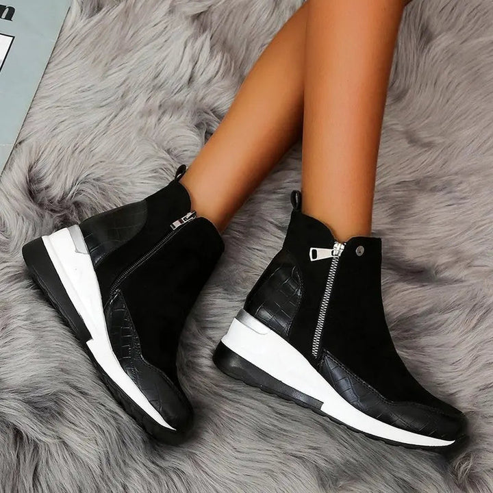 Women's Textured Wedge Boots – Side-Zip Comfort for All Day – view 4