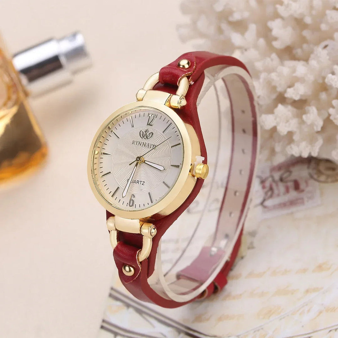 Women's Gold-Tone Watch – Vegan Leather Strap Dress Timepiece – view 3