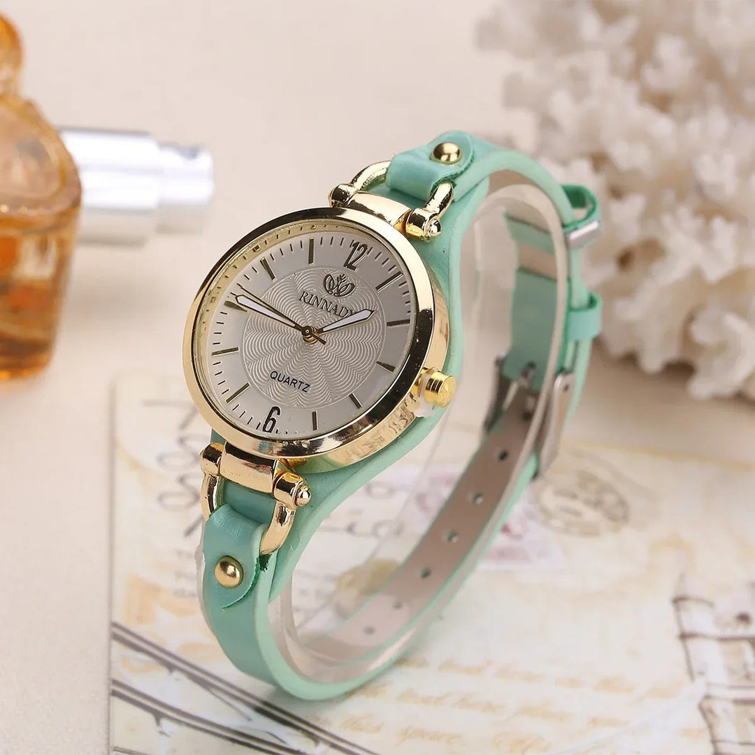Women's Gold-Tone Watch – Vegan Leather Strap Dress Timepiece – view 4