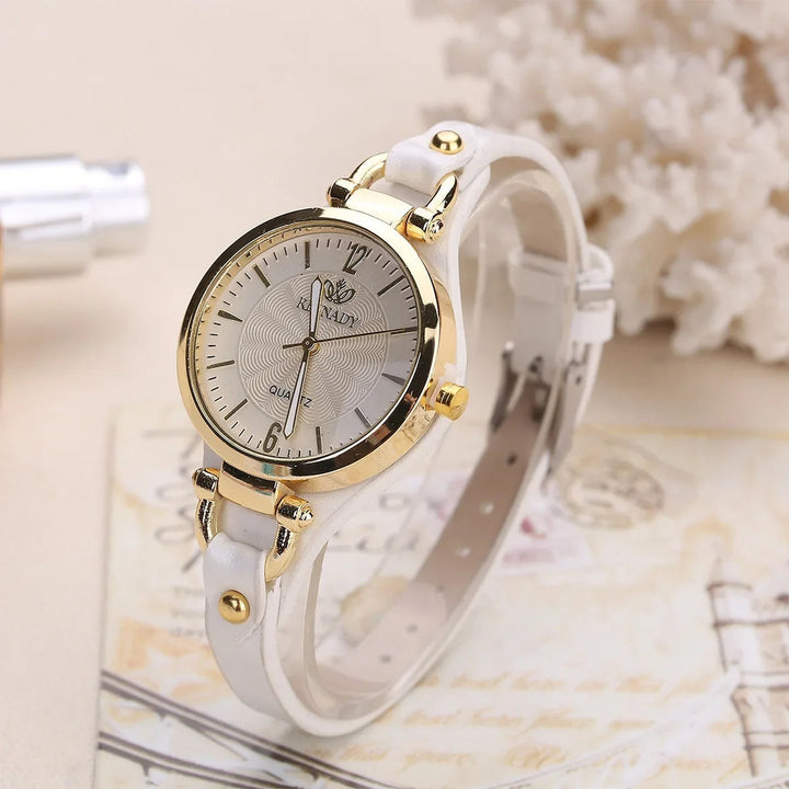 Women's Gold-Tone Watch – Vegan Leather Strap Dress Timepiece – view 5