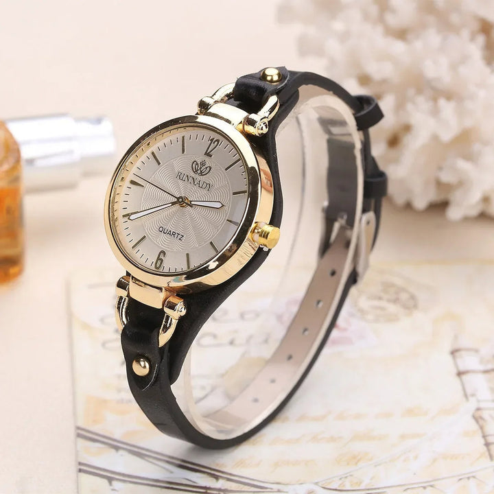 Women's Gold-Tone Watch – Vegan Leather Strap Dress Timepiece – view 6