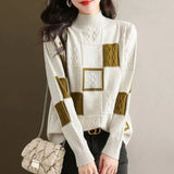 Women's Patchwork Knit Jumper – Cosy Textured Everyday Layer