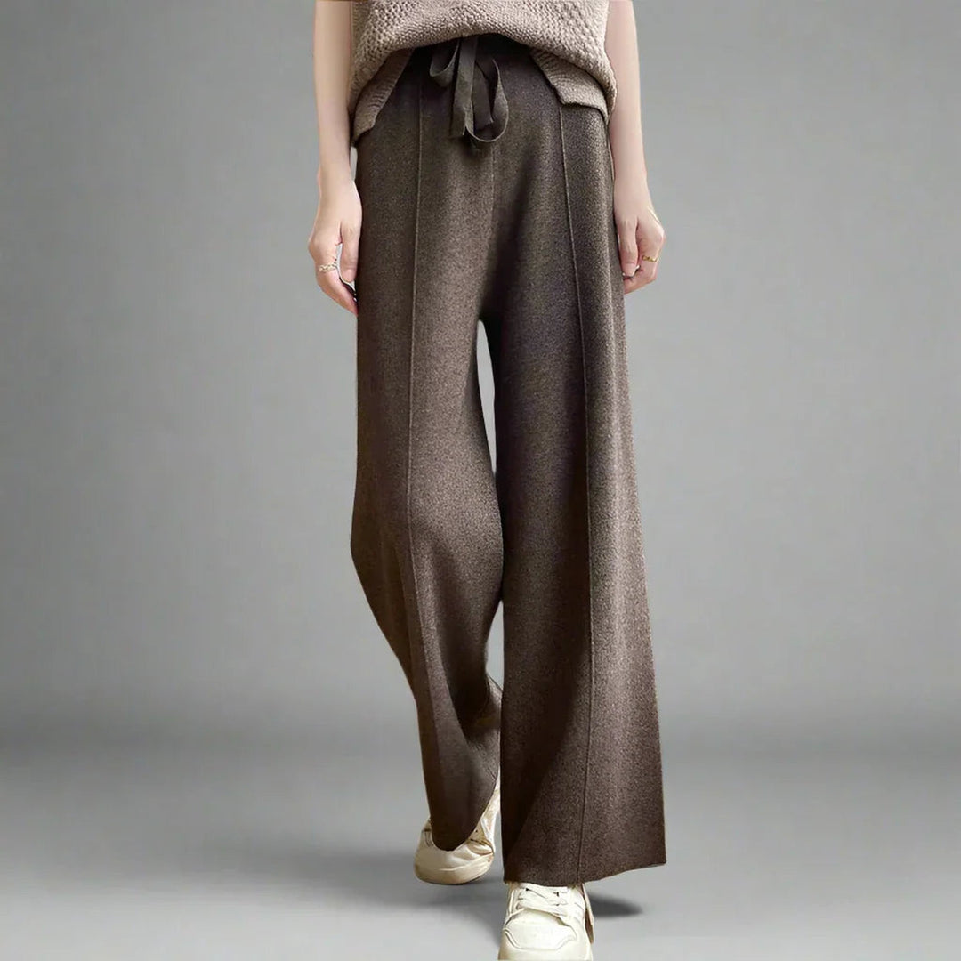 Women's Cashmere Wide-Leg Trousers – Drawstring Lounge Luxury – view 2