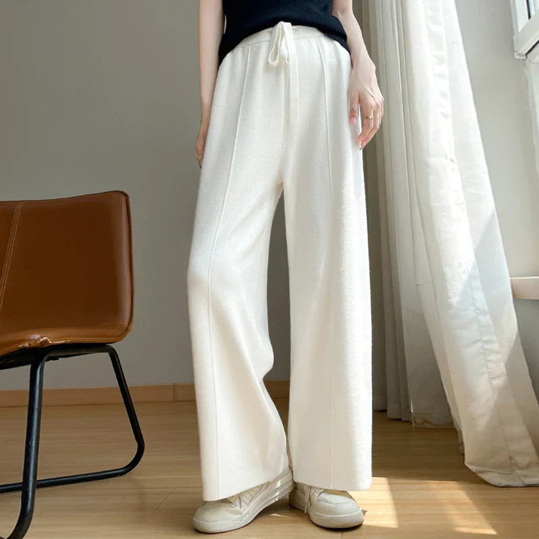 Women's Cashmere Wide-Leg Trousers – Drawstring Lounge Luxury – view 5