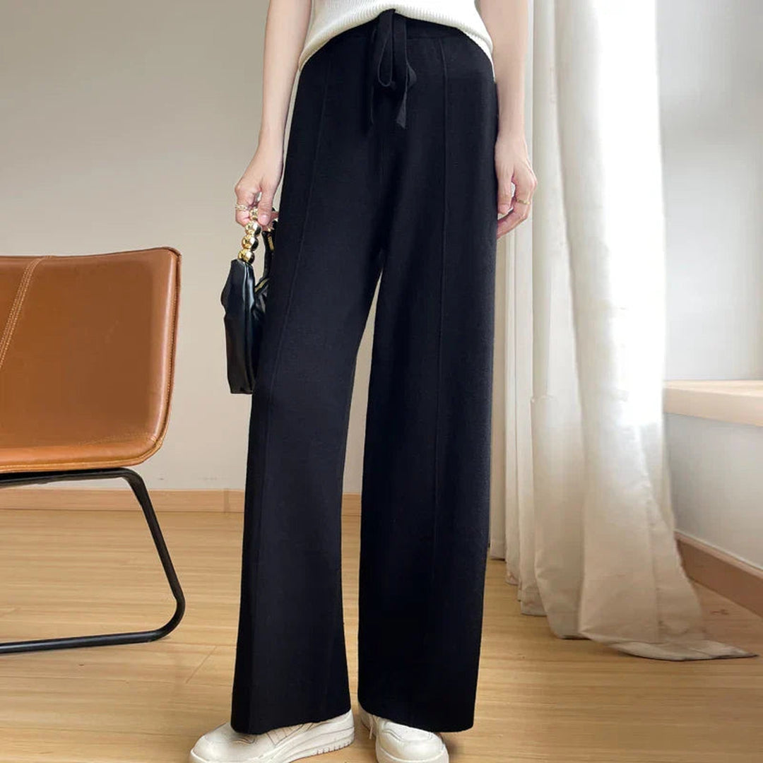 Women's Cashmere Wide-Leg Trousers – Drawstring Lounge Luxury – view 4