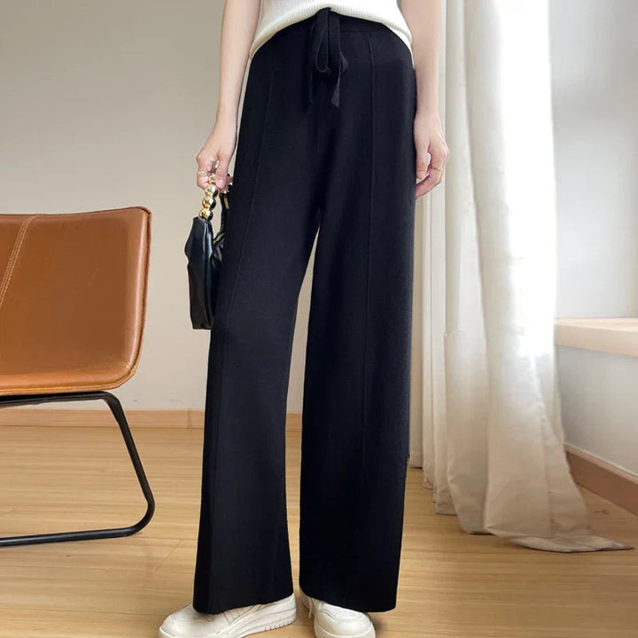 Women's Cashmere Wide-Leg Trousers – Drawstring Lounge Luxury – view 4