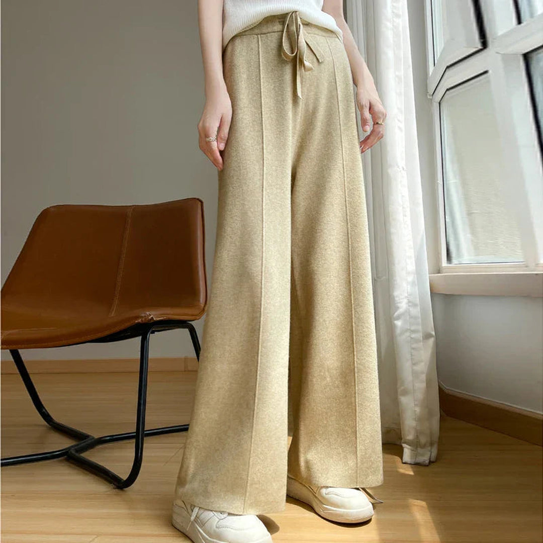 Women's Cashmere Wide-Leg Trousers – Drawstring Lounge Luxury – view 6