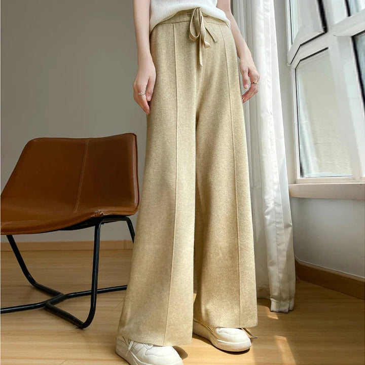 Women's Cashmere Wide-Leg Trousers – Drawstring Lounge Luxury – view 6