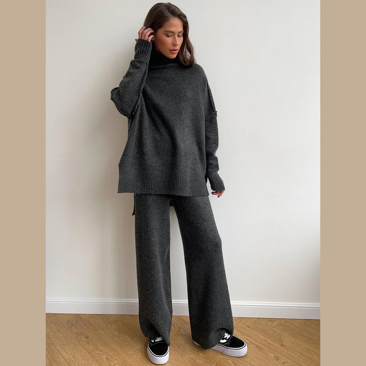 Women's Knit Co-ord Set – Roll Neck Jumper & Wide-Leg Trousers – view 5