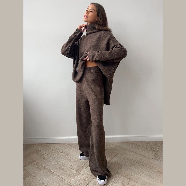 Women's Knit Co-ord Set – Roll Neck Jumper & Wide-Leg Trousers – view 8