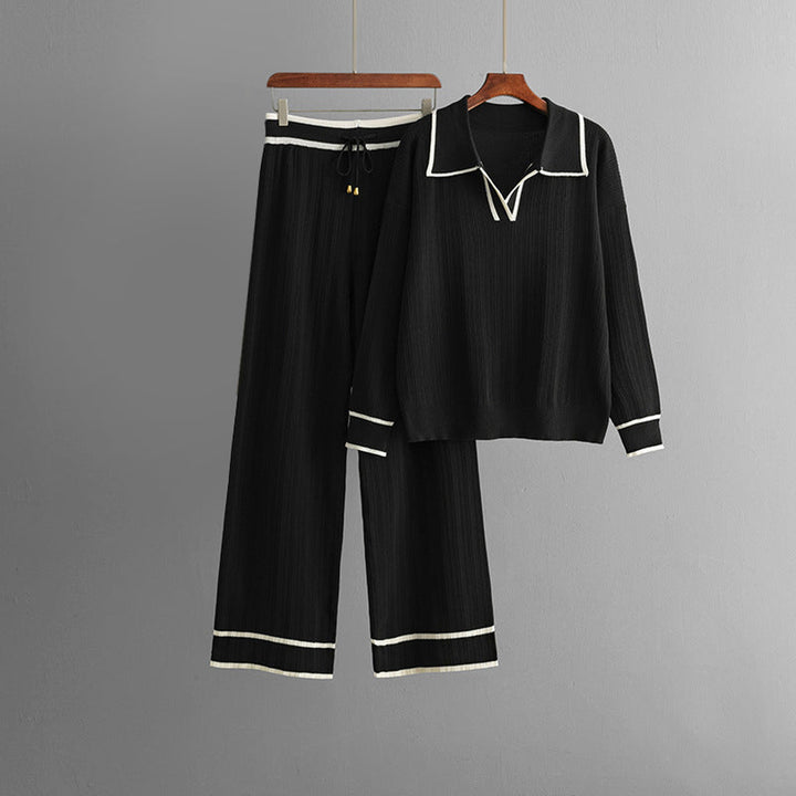 Women's Knit Lounge Set – Lapel Jumper & Wide-Leg Trousers – view 4