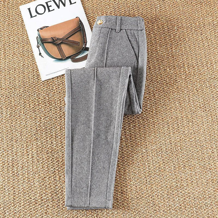 Women's Cotton Tailored Trousers – Herringbone Texture – view 2