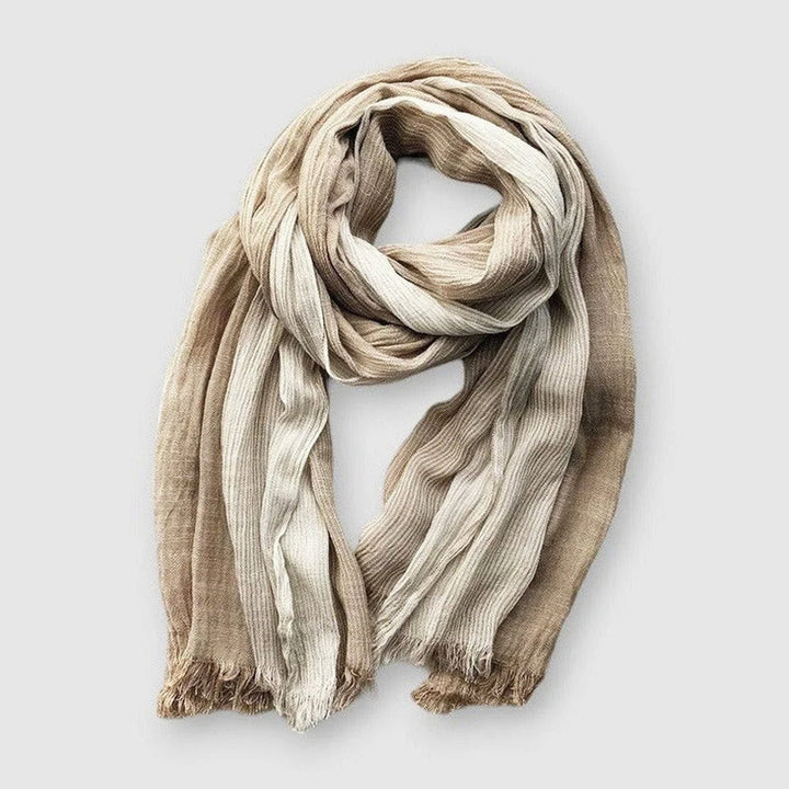 Camden Striped Cotton Scarf – Soft Everyday Layering Piece – Khaki