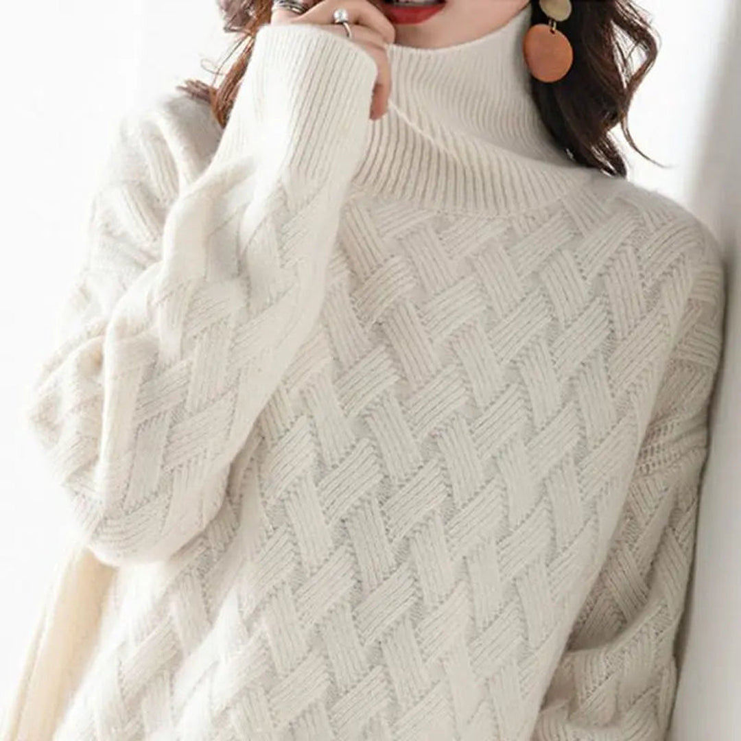 Women's Cashmere Blend Turtleneck Jumper – Ribbed Knit – view 3