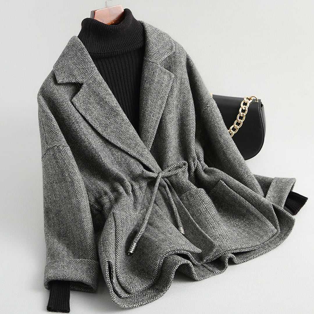 Women's Wool Knit Cardigan – Shawl Collar & Tie Waist – view 5