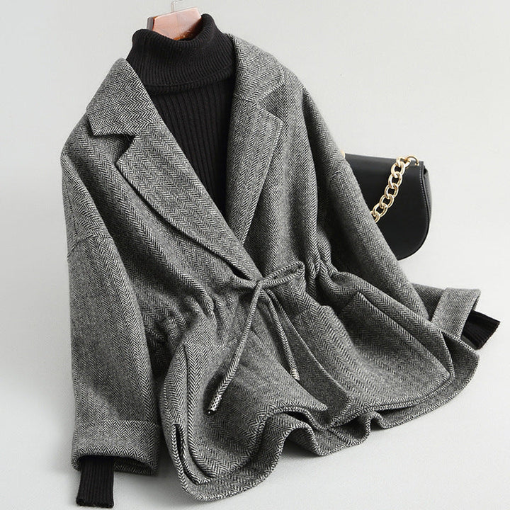 Women's Wool Knit Cardigan – Shawl Collar & Tie Waist – view 5