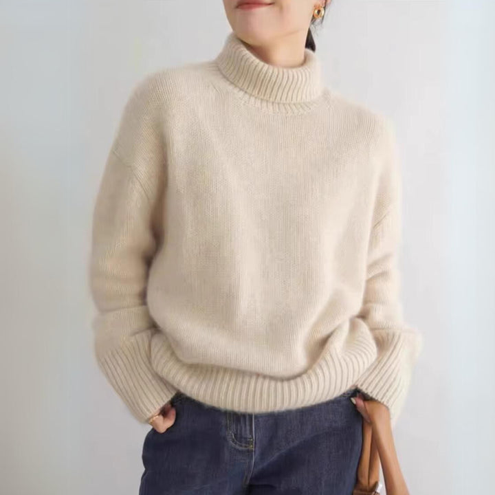 Women's Cashmere Roll Neck Jumper – Oversized Chunky Knit – view 2