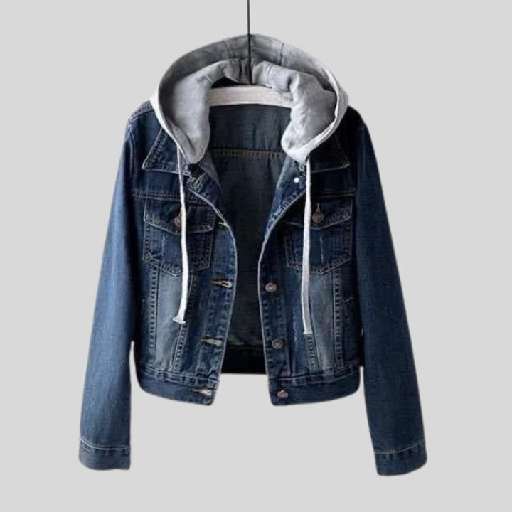 Women's Denim-Look Hooded Jacket – Lightweight Casual Layer – view 3