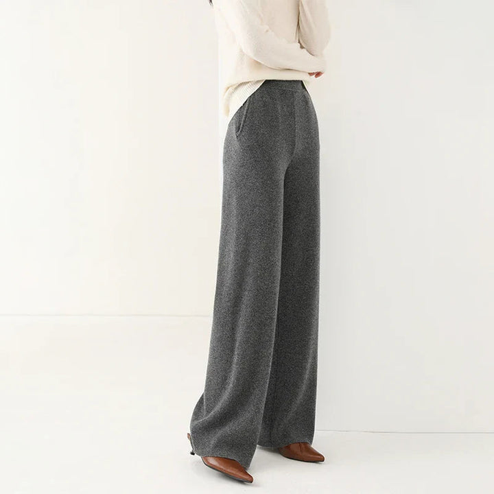 Women's Merino Wool Wide-Leg Trousers – High-Waisted Comfort
