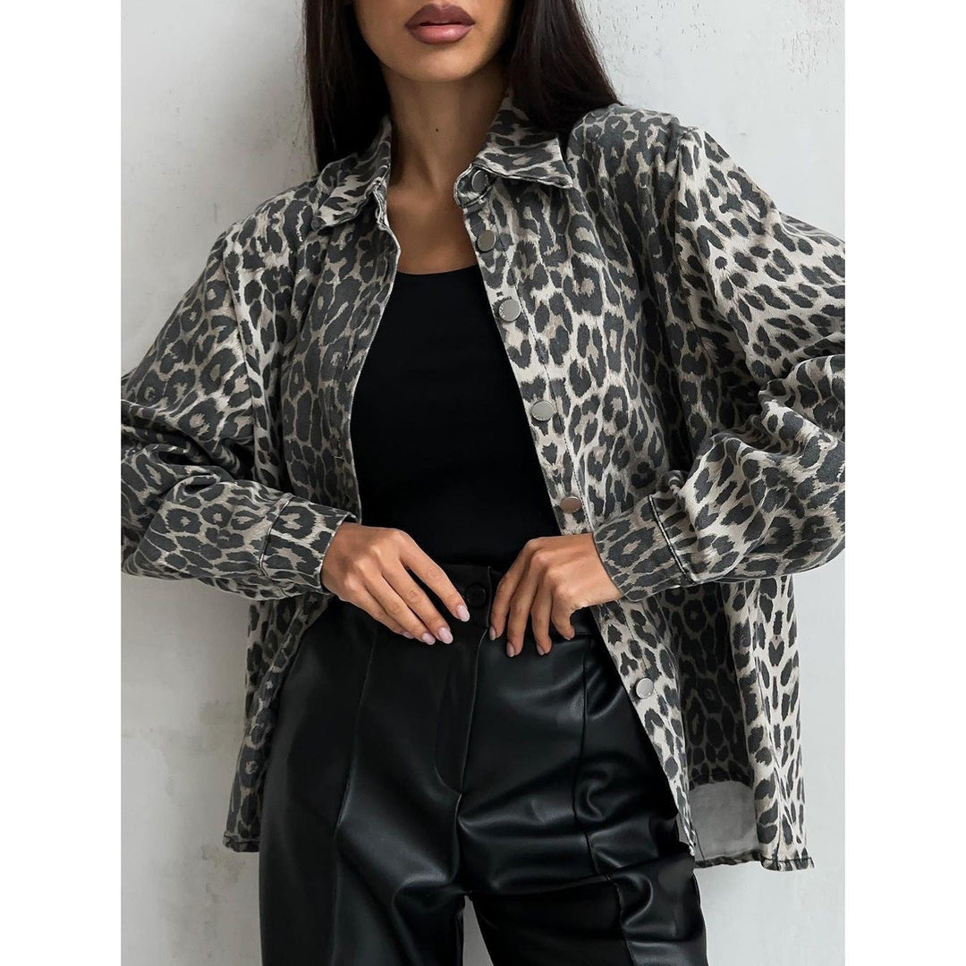 Women's Cotton Animal Print Denim Jacket – Relaxed Statement – view 2