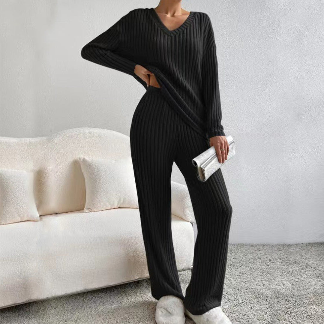 Women's Cotton Striped Co-ord Set – Blouse & Wide Leg Trousers – view 2
