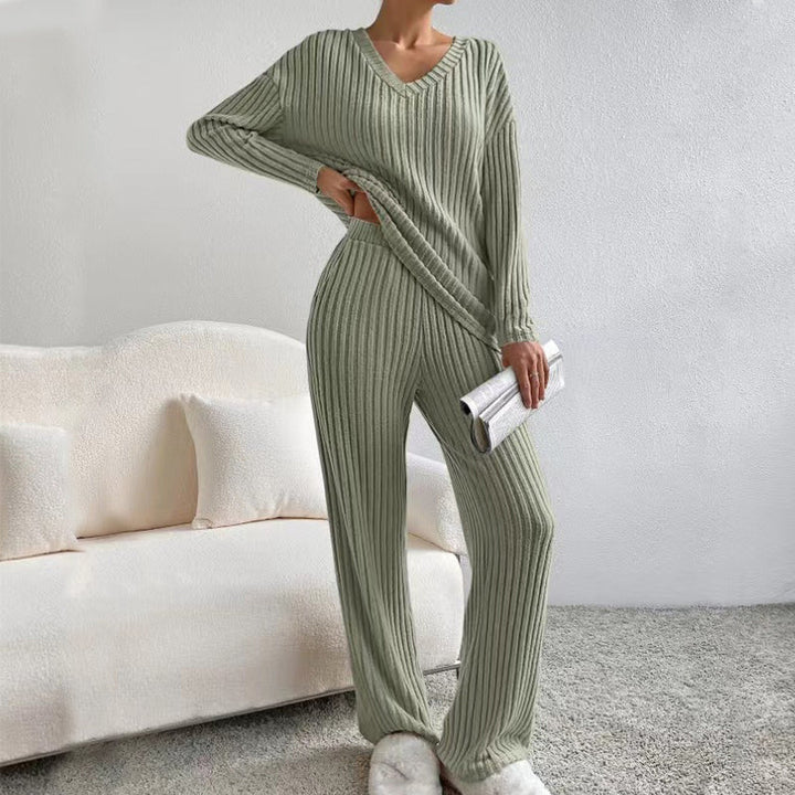 Women's Cotton Striped Co-ord Set – Blouse & Wide Leg Trousers – view 3
