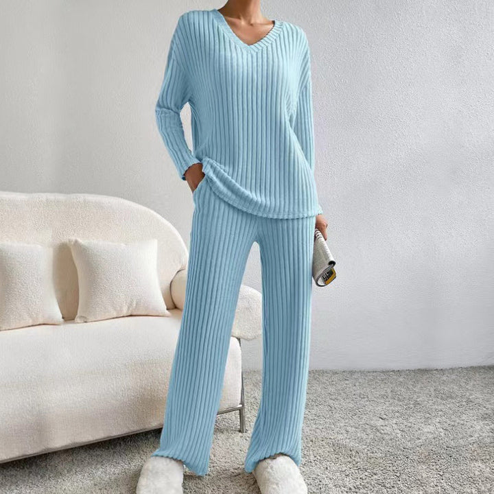 Women's Cotton Striped Co-ord Set – Blouse & Wide Leg Trousers – view 4