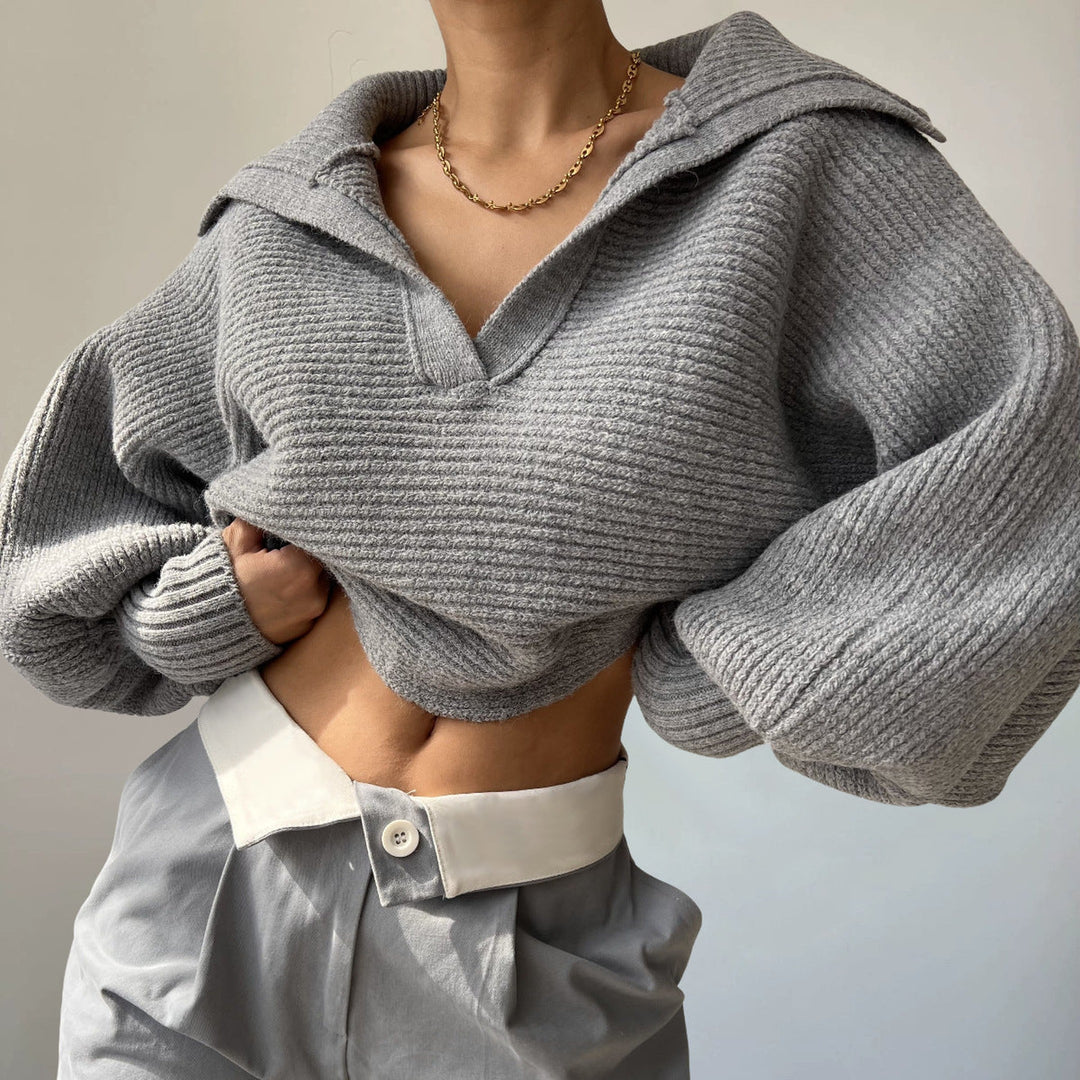 Women's Ribbed V-Neck Jumper – Soft Stretch Knit Sweater – view 5