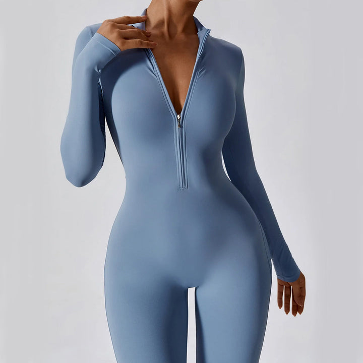 Women's Stretch Nylon Zipped Jumpsuit – Casual Everyday Wear – view 2