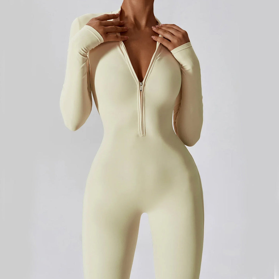 Women's Stretch Nylon Zipped Jumpsuit – Casual Everyday Wear – view 3