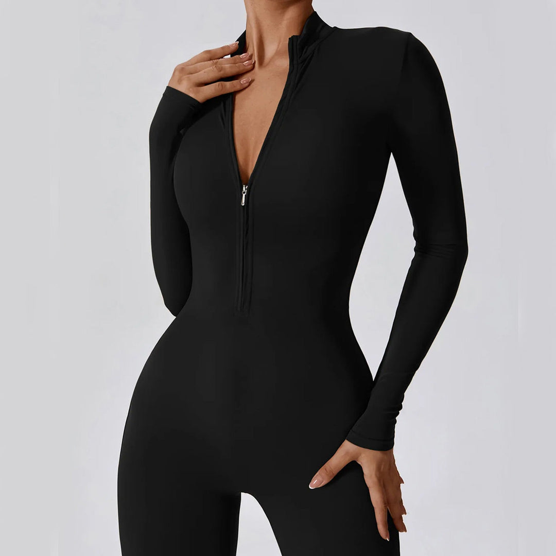 Women's Stretch Nylon Zipped Jumpsuit – Casual Everyday Wear – view 4