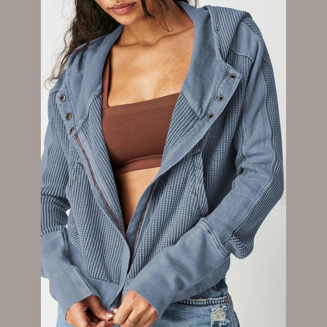 Women's Cropped Cotton Blend Hoodie – Soft Casual Layering – view 10