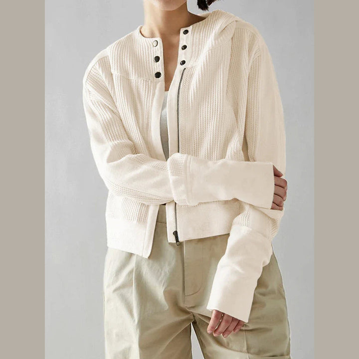 Women's Cropped Cotton Blend Hoodie – Soft Casual Layering