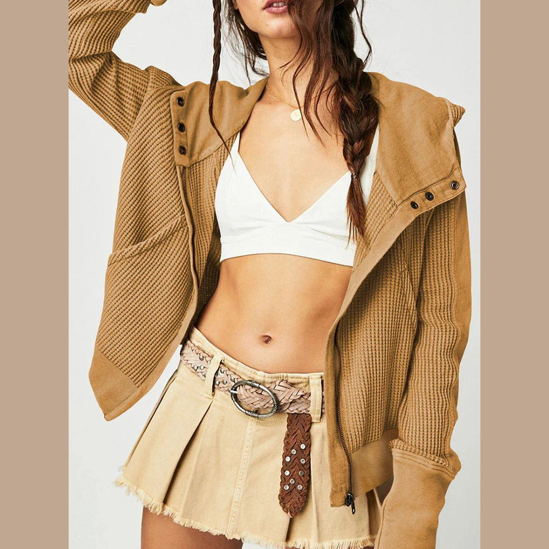 Women's Cropped Cotton Blend Hoodie – Soft Casual Layering