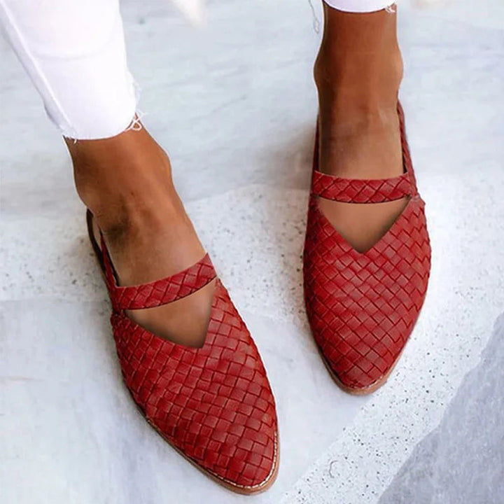 Women's Pointed Toe Ballet Flats – Elegant Everyday Shoes – Red