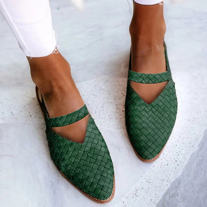 Women's Pointed Toe Ballet Flats – Elegant Everyday Shoes – Green