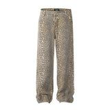 Women's Leopard Print Baggy Jeans – Relaxed Wide-Leg Denim
