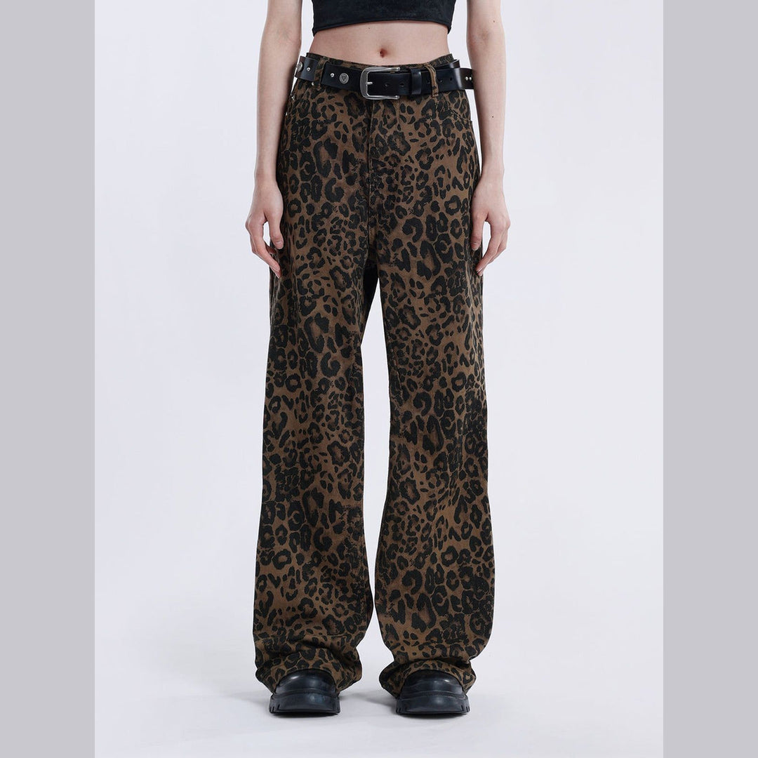 Women's Leopard Print Baggy Jeans – Relaxed Wide-Leg Denim – view 8
