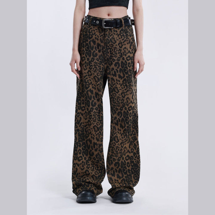 Women's Leopard Print Baggy Jeans – Relaxed Wide-Leg Denim – view 8