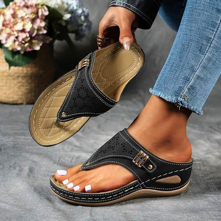 Women's Aurora Leather Strap Sandals – Cushioned Summer Comfort – Beige
