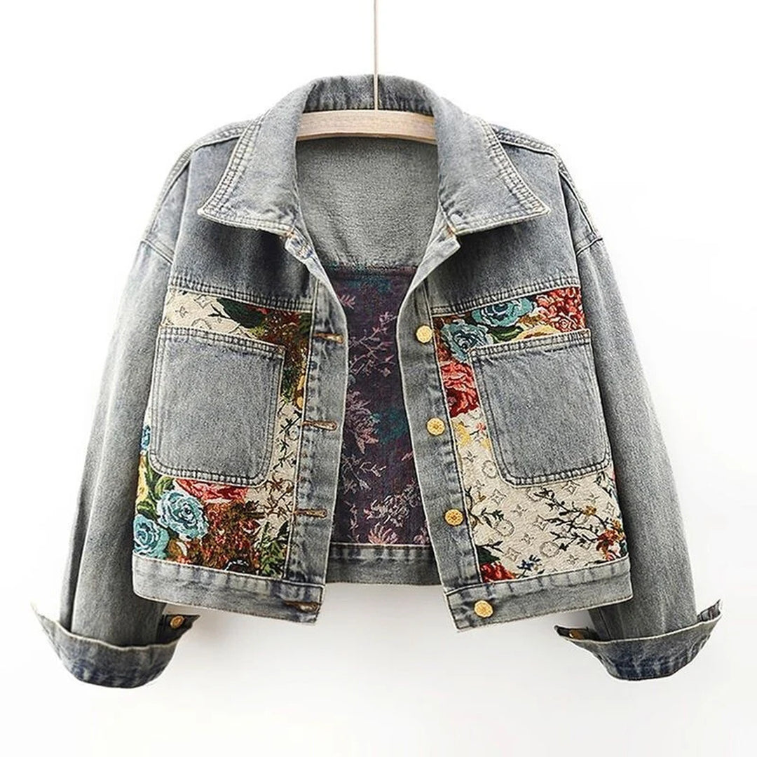 Women's Lyon Blossom Floral Denim Jacket – Organic Cotton – view 6