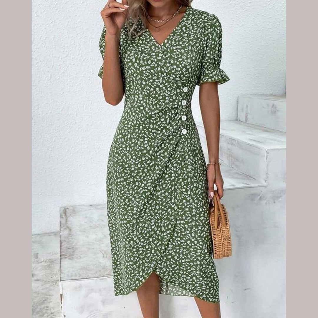 Women's Floral Print Chiffon Dress – Light Summer Occasion Wear – view 3