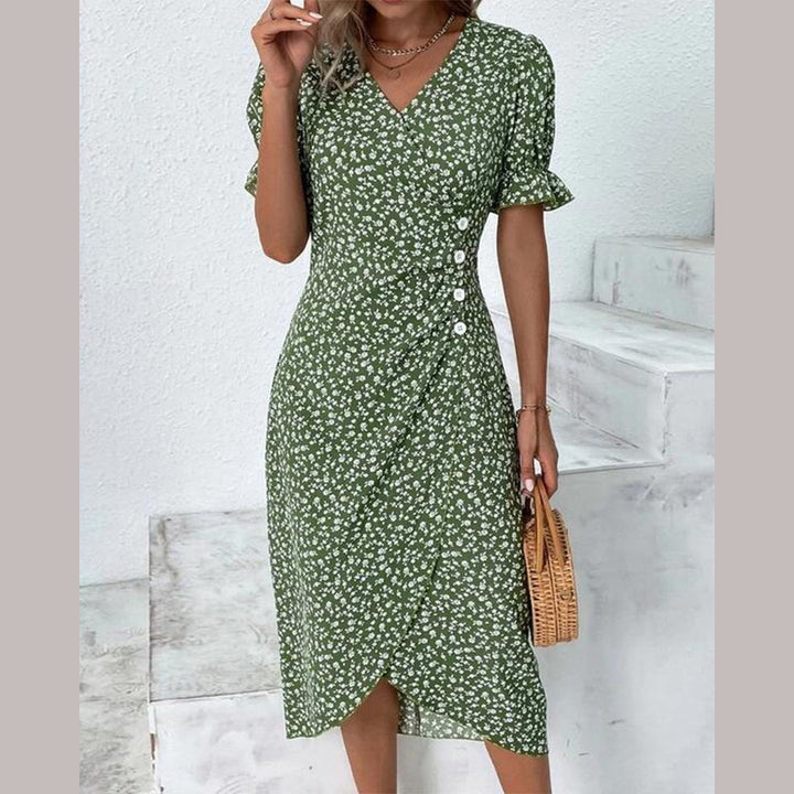 Women's Floral Print Chiffon Dress – Light Summer Occasion Wear – view 3
