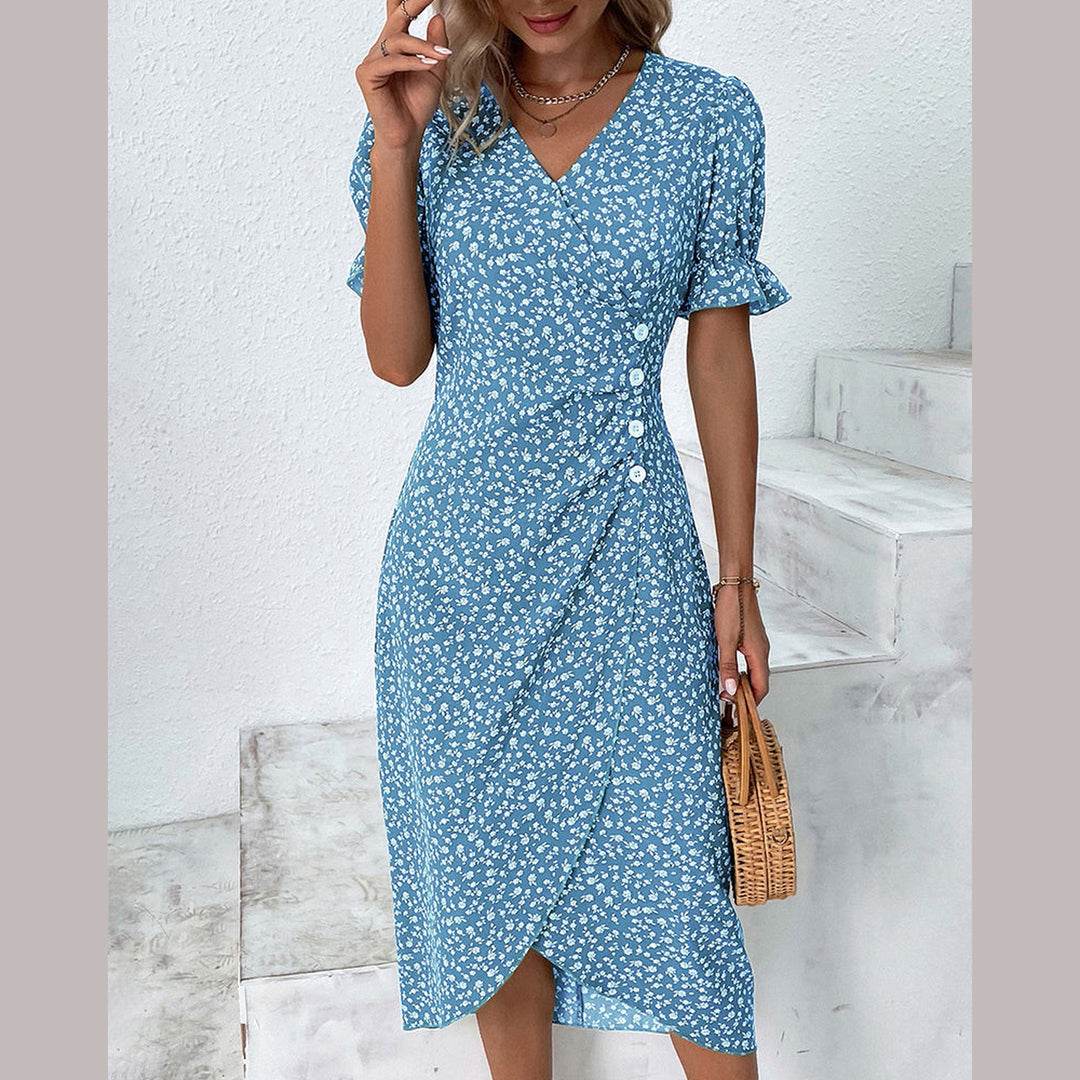 Women's Floral Print Chiffon Dress – Light Summer Occasion Wear – view 2