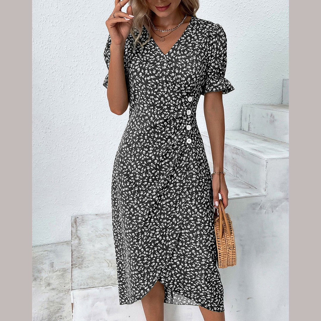 Women's Floral Print Chiffon Dress – Light Summer Occasion Wear