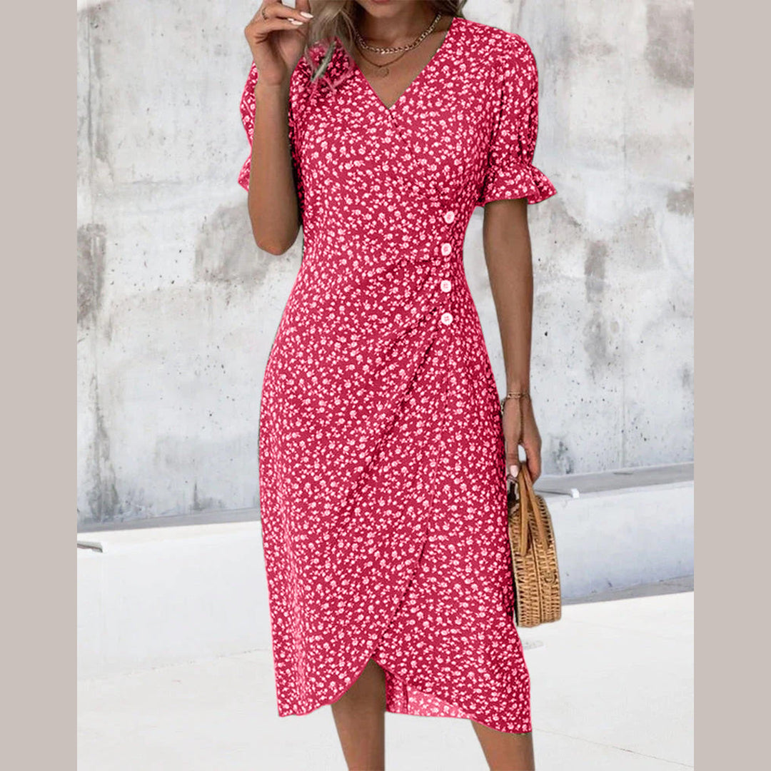 Women's Floral Print Chiffon Dress – Light Summer Occasion Wear