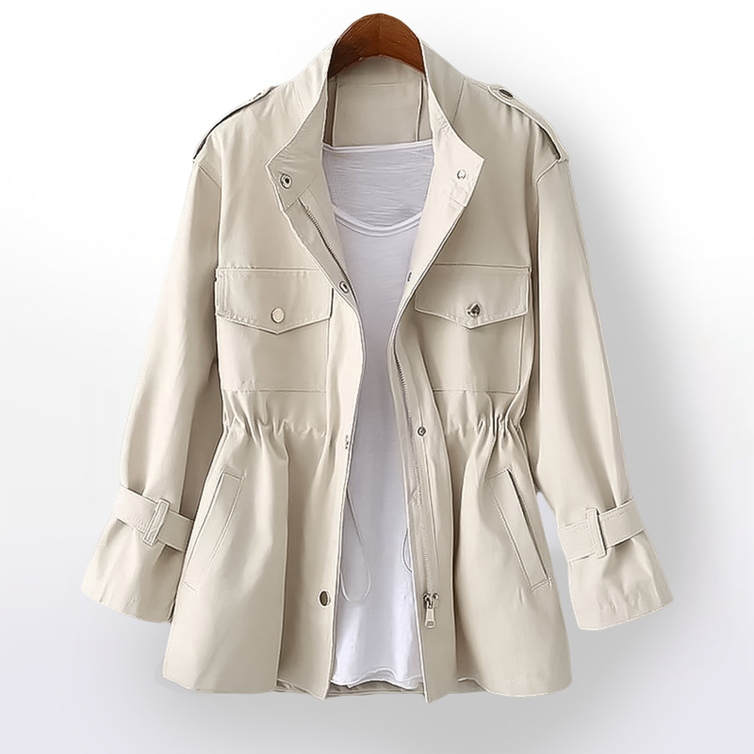 Women's Waxed Cotton Rain Coat – Water-Resistant Belted Mac – view 2