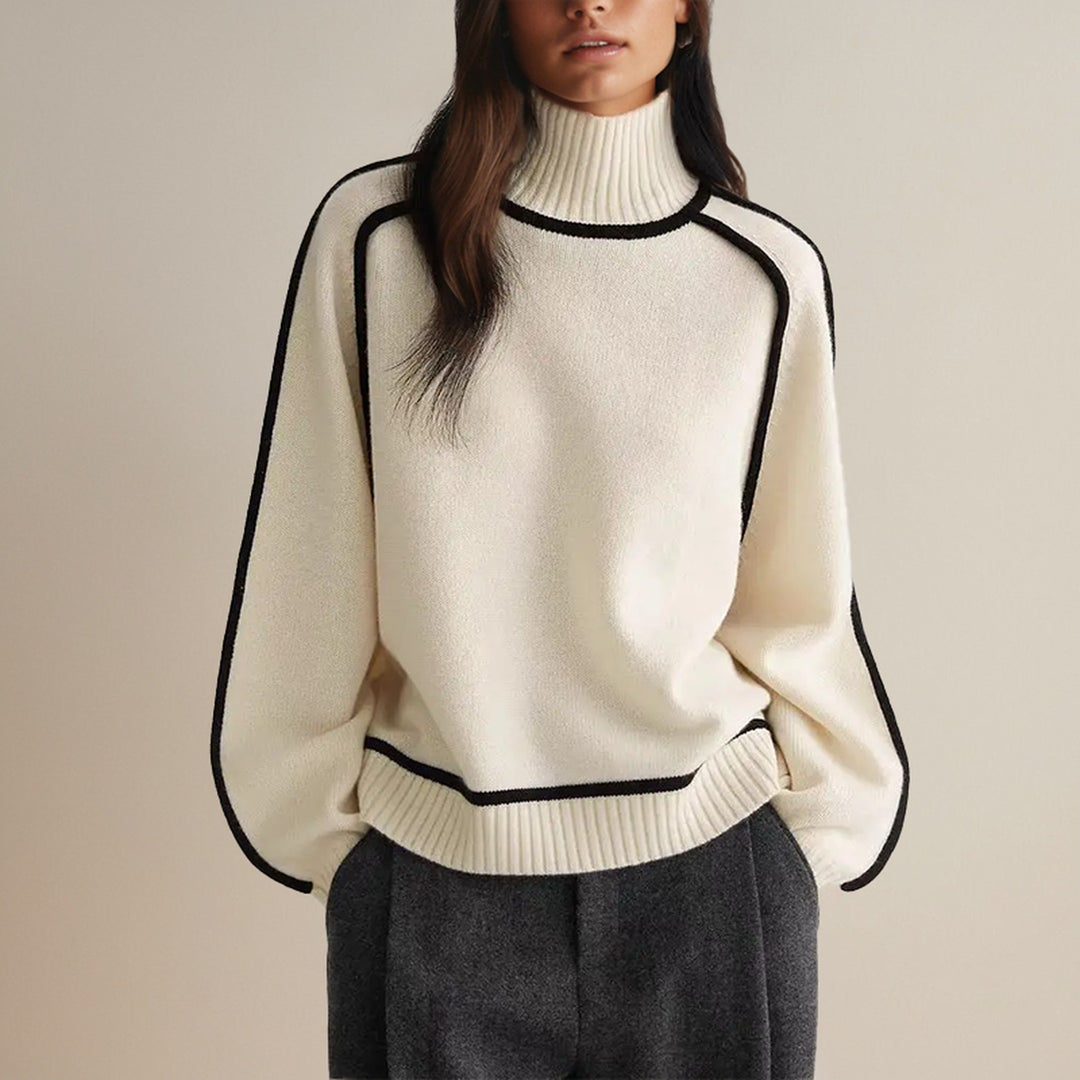 Women's Emilie Cashmere Turtleneck Jumper – Chainette Knit – view 3